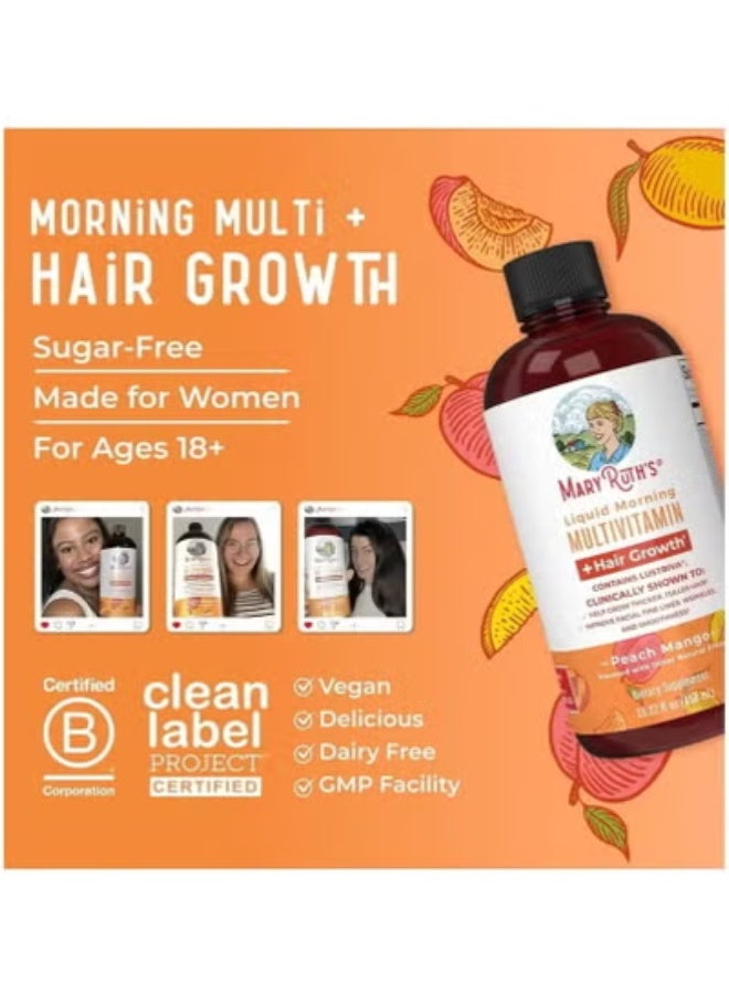 MaryRuth's MaryRuth Organics Liquid Multivitamin Lustriva® Hair Growth for Women| Biotin 10000mcg | Vitamin D, B |Clinically Tested for Thicker Hair, Wrinkles, Fine Lines, Skin Care| Ages 18 | 15.22 Fl Oz, No Box - Image 5